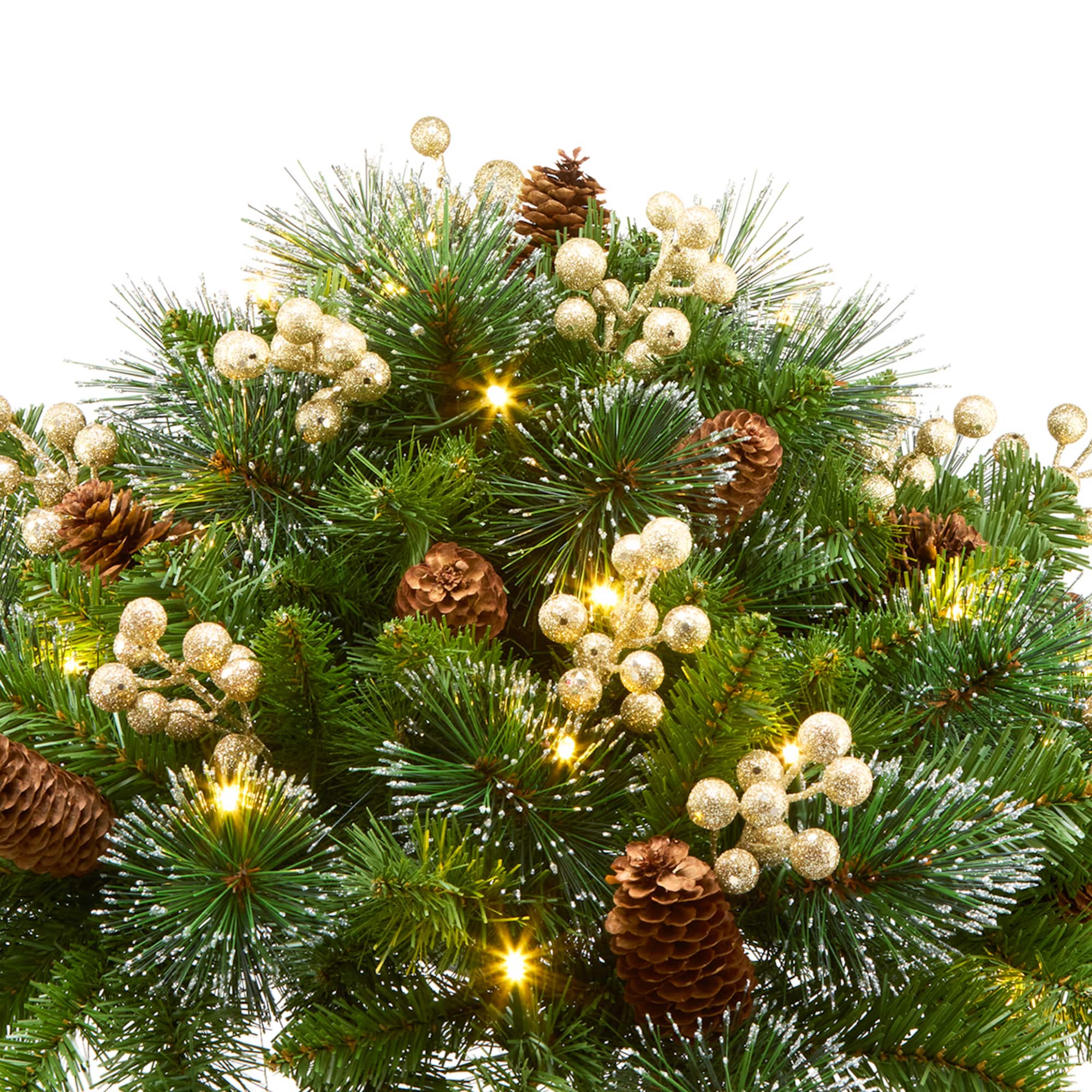 18" Crestwood® Gold Berries & Spruce LED Urn Filler